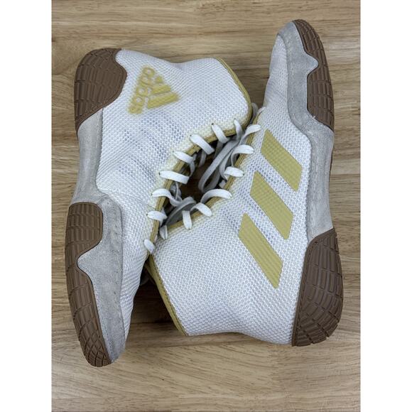 Adidas Tech Fall 2.0 Men\'s Wrestling Shoes White/Gold FZ5389 Men\'s Size 11